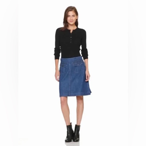 BNWOT GAP 1969 100% Cotton Denim Flap Pocket A-Line Skirt Medium Wash Size 24 - Picture 5 of 12